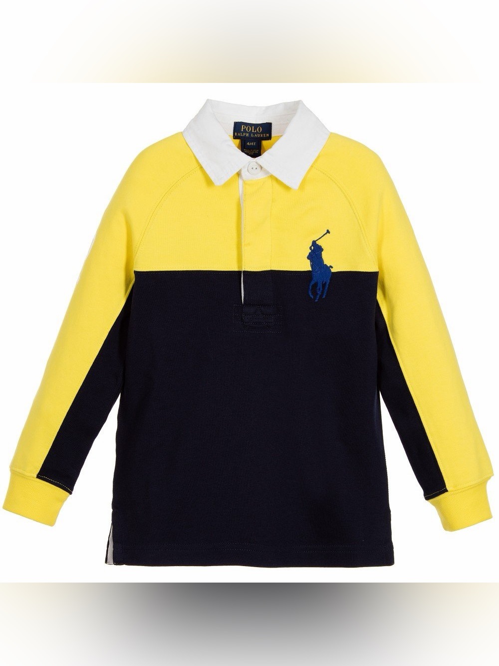 Polo Ralph Lauren Boys Colorblock Rugby Shirt Long Sleeve Size 8 Small Blue